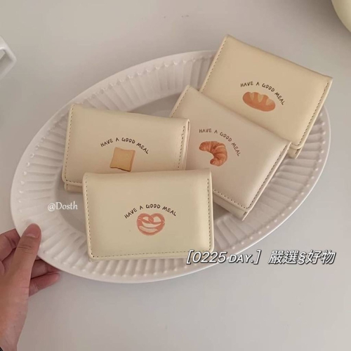 ??? ??? §預購? ins風奶黃吐司麵包三折短夾