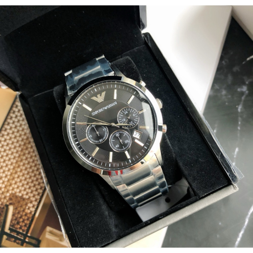 Emporio Armani 黑面鋼帶 AR2434 阿瑪尼男錶 43mm
