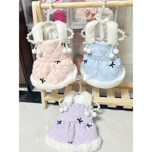 ♡【 K18 預購 】 刺繡蝴蝶結毛球鋪棉多色毛毛裙