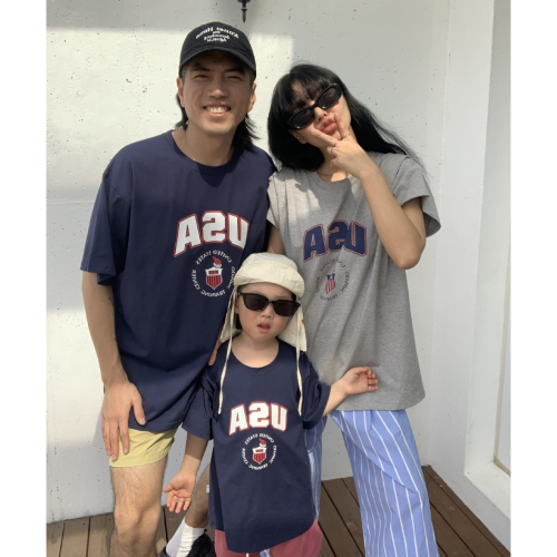 正韓童裝 Betterj USA字母美式風格親子一定三口T
