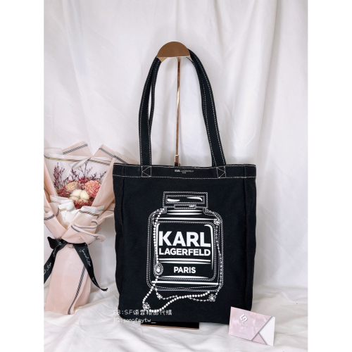 美國代購??台灣現貨 KARL LAGERFELD 卡爾 帆布托特包