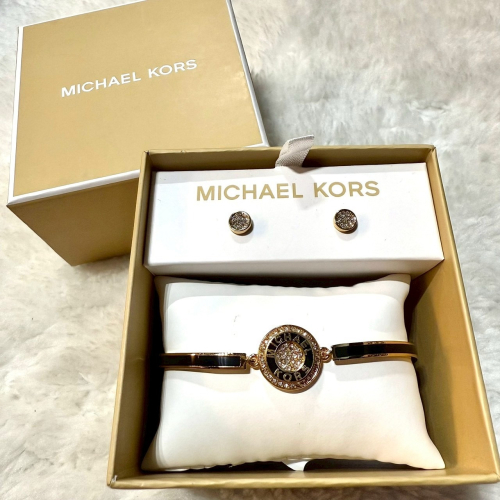 【MK｜全新】現貨 MICHAEL KORS 手環 耳環 耳釘 玫瑰金 帶鑽 禮盒組｜Little Bee 小蜜蜂精品