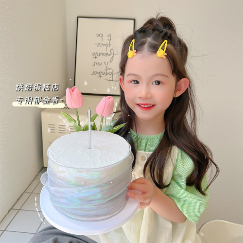 【白色情人節鬱金香】母親節蛋糕裝飾擺件仿真花插件女神生日快樂