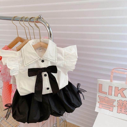 女童夏季套裝韓版短袖短褲二件套✨
