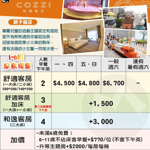 最萌跨界合作(瑪利歐旅遊網1-6月優惠)國泰-和逸商旅『台南西門館』舒適客房/和逸客房平日入住+小火車+沙坑