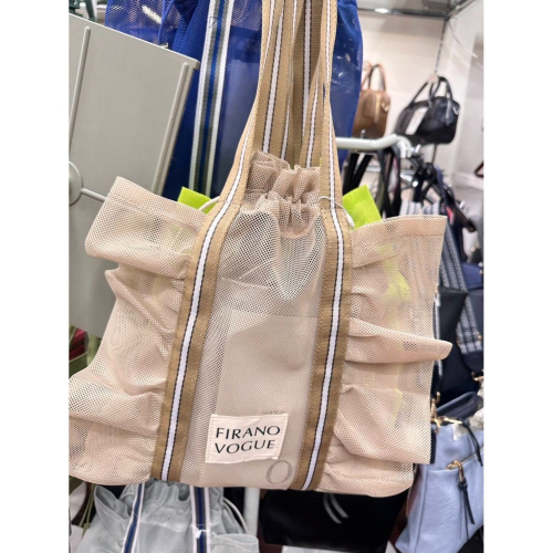 日本 FIRANO 抓皺透膚托特包 藍/杏色 現貨