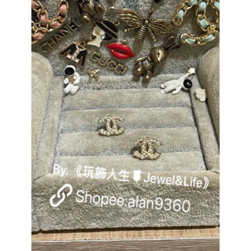 CHANEL 香奈兒 超美 金色 迷你 百搭 基本款 大小珍珠 二手 造型 耳環