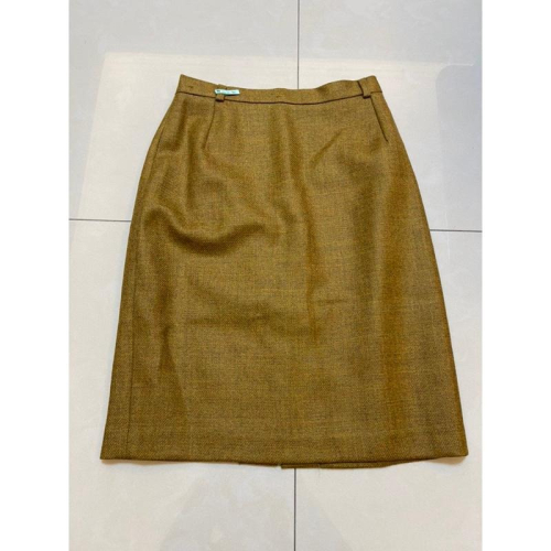 ［二手極新］專櫃品牌Caroll Paris 羊毛西裝毛呢及膝裙中長裙南瓜色毛呢混紡40號 經典古著剪裁