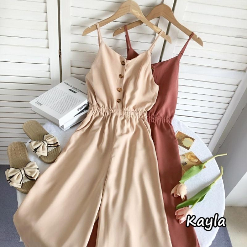 預購?免運?高腰排釦吊帶連身長褲 A0778 #Kayla.girl #少女愷拉 #實穿