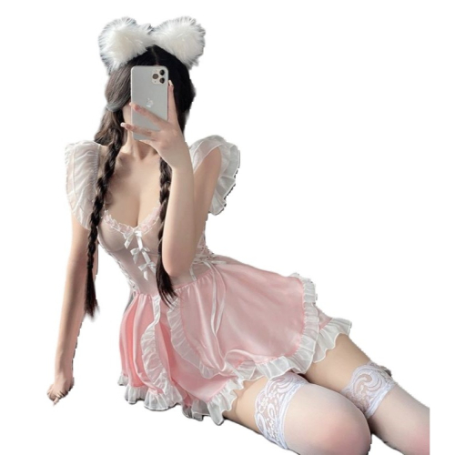 (現貨)可爱粉嫩純玉蘿莉情趣女僕服角色扮演套裝(不含頭飾.絲襪跟道具)
