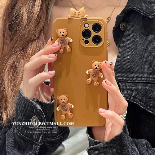 立體蝴蝶結小熊適用iphone13/12pro max蘋果11手機殼iphonex軟硅膠xsmax創意x/xr日韓8pl