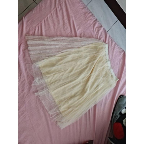A字 紗裙 及膝裙 65公分長 2XL 85~95公斤 白色