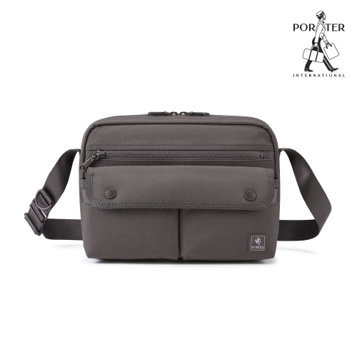 ?全新 PORTER INTERNATIONAL 粗曠質感CAP斜背包 靜謐灰 側背包 波特包 11845-00303