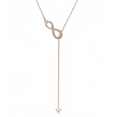 【SWAROVSKI施華洛世奇】Infinity 無限造型Y形長項鏈 (白色, 鍍玫瑰金色調) __DVSHOP 保證