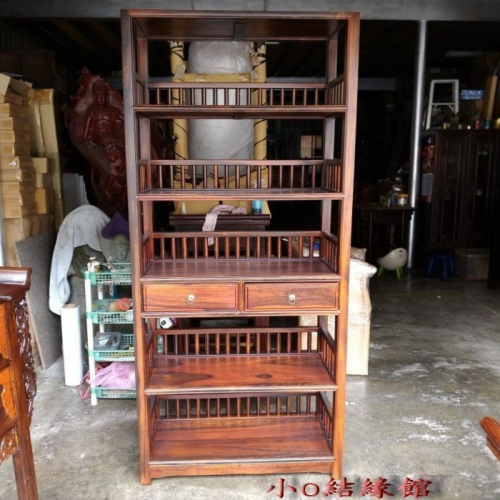 小o結緣館仿古傢俱......二抽五層書架.擺飾架.藝品架.花架90x40x197