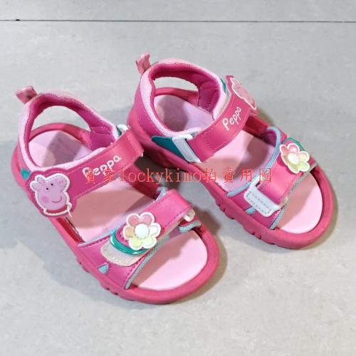 【佩佩豬 涼鞋 童鞋 Peppa 女童鞋 18號 粉紅色 二手 台灣製】PeppaPig 兒童運動鞋 18cm 魔鬼氈