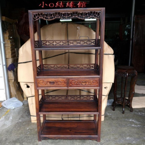 小o結緣館仿古傢俱....二抽四層書架.擺飾架.藝品架88x40x176(雞翅木)