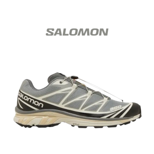 ? Salomon XT-6 越野登山鞋 L47305700 銀灰色｜白色｜黑色｜奶油色｜網眼布鞋面｜防潑水｜運動鞋