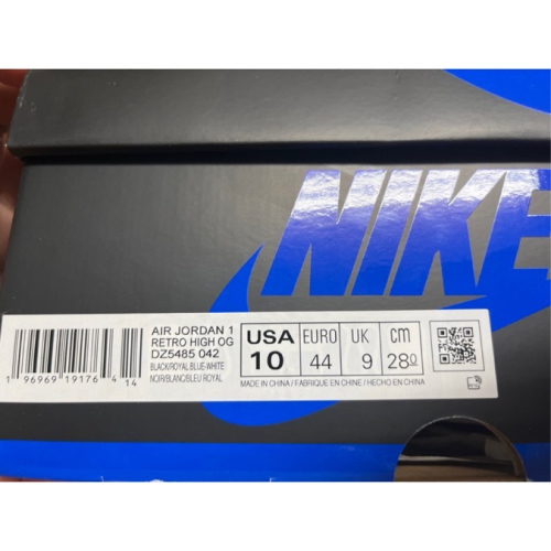 Jordan 1 黑藍 全新 us:10