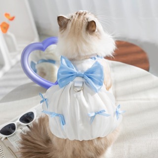 寵物衣服春夏季蝴蝶結流光吊帶裙狗狗牽引公主裙貓咪狗狗衣服可牽引