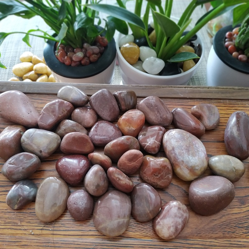 1斤紅色鵝卵石精拋光魚缸盆栽庭院天然鋪地雞蛋大小4-6釐米