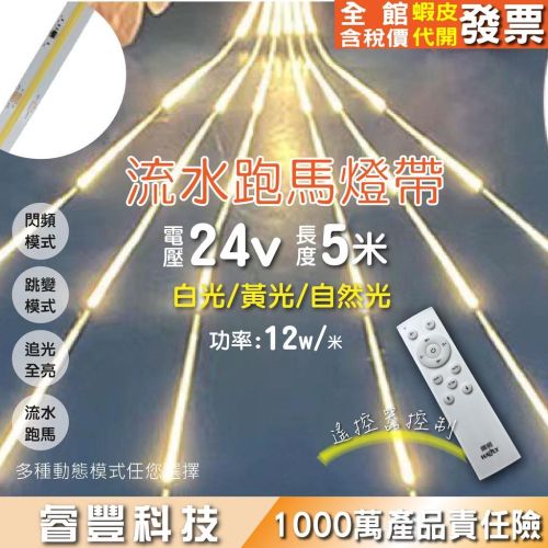 睿豐科技-跑馬流水燈帶/5米燈帶/可遙控/面板控制/白光/黃光/自然光/可調亮度/速度/光線變動方式