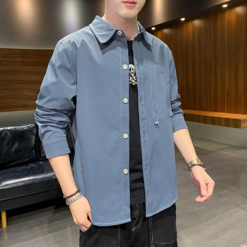 襯衫 2023春秋季男士長袖襯衣痞帥襯衣正韓潮流上衣服休閒秋款外套