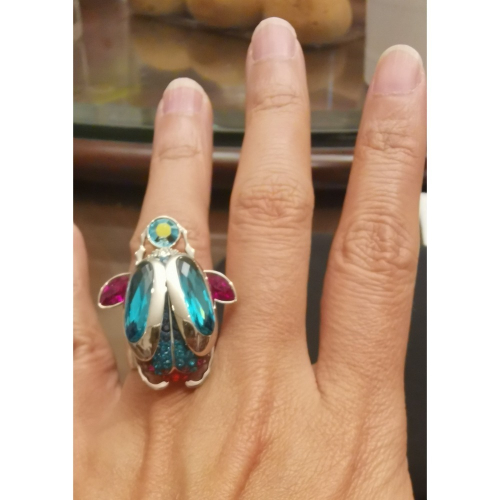 絕版品，SWAROVSKI施華洛世奇甲蟲戒指，無盒