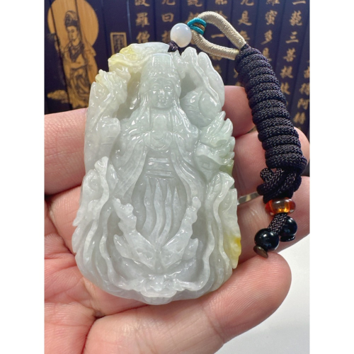 天然翡翠A貨-九龍天上聖母媽祖厚庄掛件 商品編號：062010