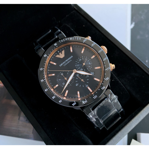 Emporio Armani 黑面陶瓷錶帶 AR70002 阿瑪尼三眼男錶