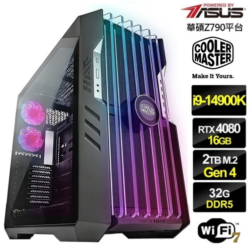 酷媽】24核 I9-14900K 水冷 華碩 Z790-F 梟鷹3風扇 RTX4080 飇32G 電競 2T 電腦主機