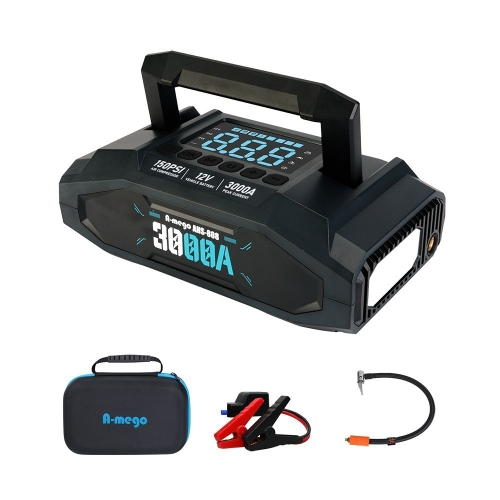 A-mego AHS-808｜賽道黑曜版 20000mAh 4in1 旗艦級｜25mm大氣缸極速打氣・強悍救車電霸