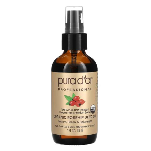 Pura D＇or, 專業，有機玫瑰果籽油，118 毫升