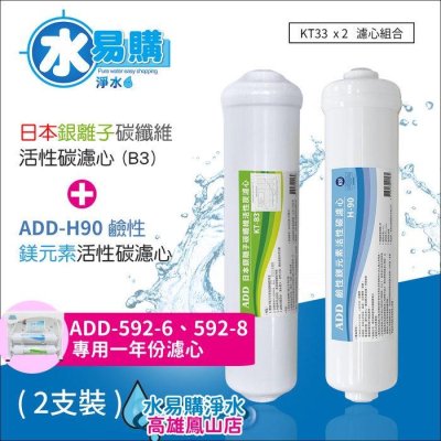 ADD-B3日本銀離子碳纖維活性碳濾心+ ADD H-90鹼性鎂元素活性碳濾心 (592專用一年份濾心)