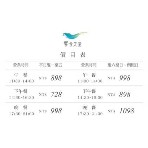 響食天堂 平日晚餐 （沒券即不出）