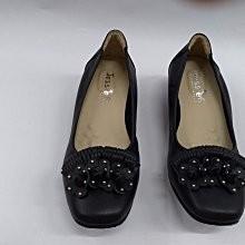 【鞋里】Jessies 真皮 經典娃娃鞋 低跟粗跟鞋 典雅淑女鞋 時尚包鞋 黑色