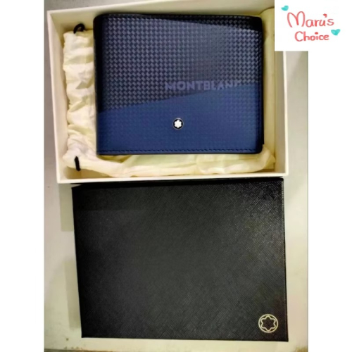 現貨 MONTBLANC 萬寶龍 義大利製 ?? 正品 盒裝 全新 風尚2.0系列6卡位 藍黑色皮夾 MB12861