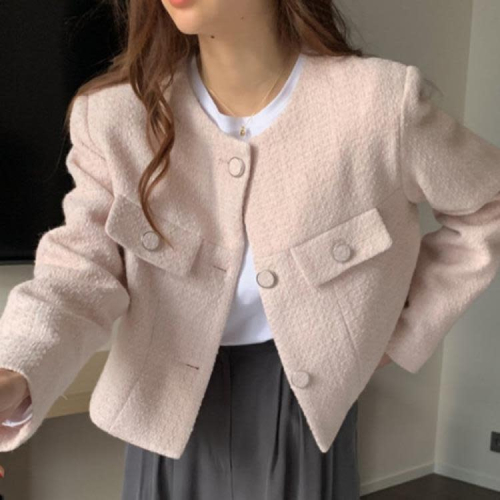 DearGod正韓女裝韓系小香風圓領短外套女2022新款秋裝上衣小個子高級名媛西裝開衫