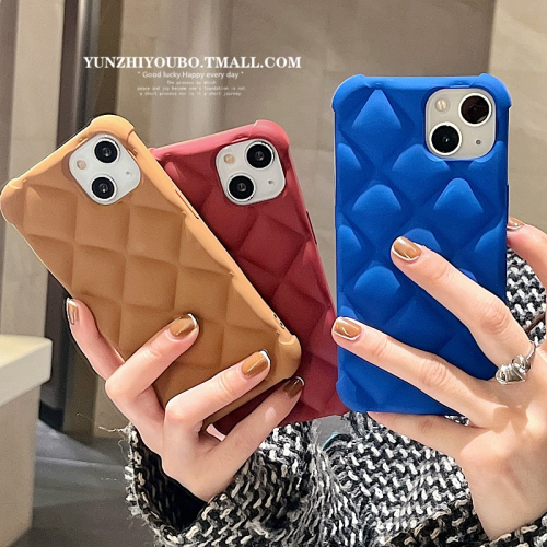 小香風立體菱格紋適用iphone13/12promax蘋果11手機殼iphonex硅膠xsmax新款xr日韓8plus女