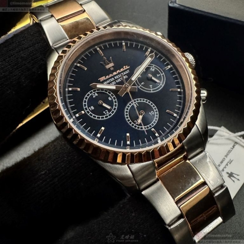MASERATI手錶,編號R8853100040,42mm玫瑰金錶殼,金銀相間錶帶款