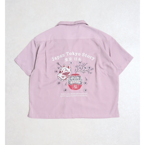 《全新現貨正品》日本POWER TO THE PEOPLE-JAPAN系列-達摩和狐狸面具刺繡開襯衫-男女適用