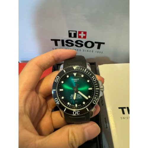 Tissot seastar 1000系列 綠面款 機械錶 矽膠錶帶✅