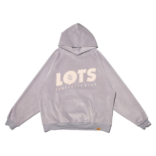 LOTSSUPPLYCO.Letters Velour Hoodie 石灰色/ 絨布帽T