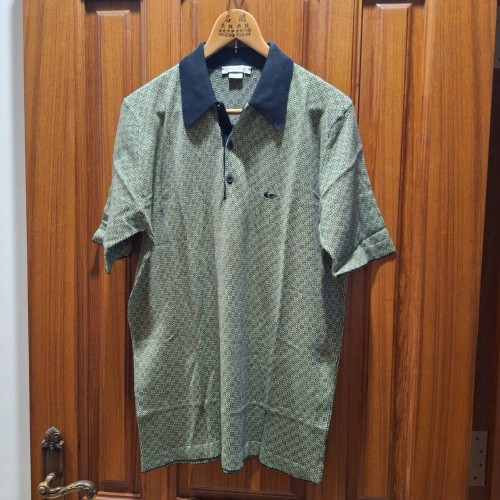 英國製, John Smedley 100%海島棉, 男士短袖深藍領格紋Polo衫