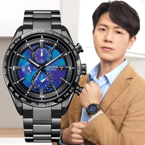 CITIZEN 星辰 100週年限量宇宙幻彩 鈦金屬光動能電波手錶 AT8285-68Z