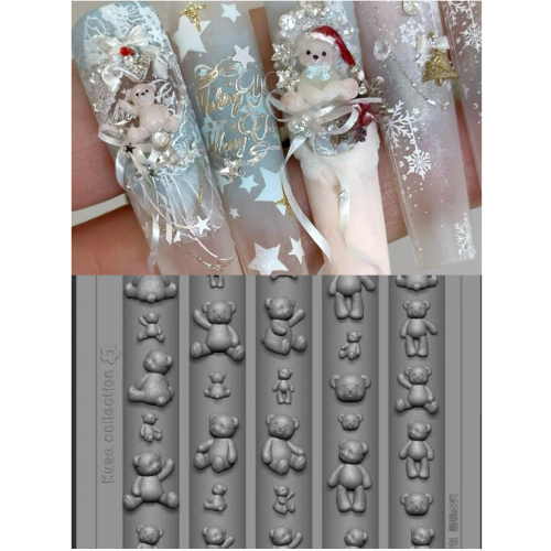 【Kusacollection】立體泰迪熊模具 .卡通可愛手雕原創矽膠模具 .小蛋糕甜品可愛素材 .DIY手作模具