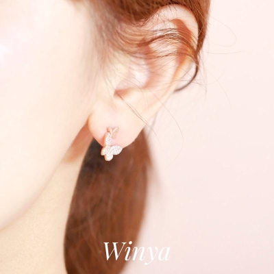 【winya 韓國飾品 現貨 】正韓 翩翩 飛舞 小 蝴蝶 耳環 銀針 耳夾 矽膠耳夾 耳針