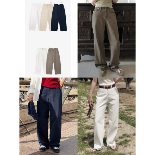 基本/夏季兩種厚度 Our line 繭形棉質寬褲 pants / slowand 아워라인 코튼 와이드팬츠