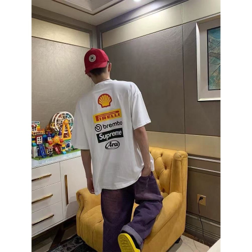 Supreme x Ducati杜卡迪 聯名SS25最新款Logos Tee機車摩托賽事聯名?背面多LOGO合集印花美