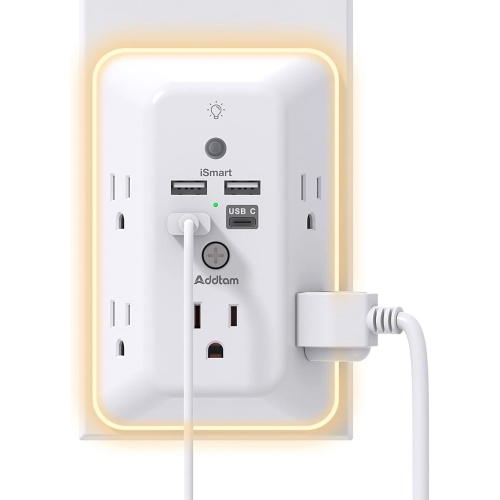 【費城洛基】Addtam 夜燈款 9合1 壁掛式充電器 美國直送??